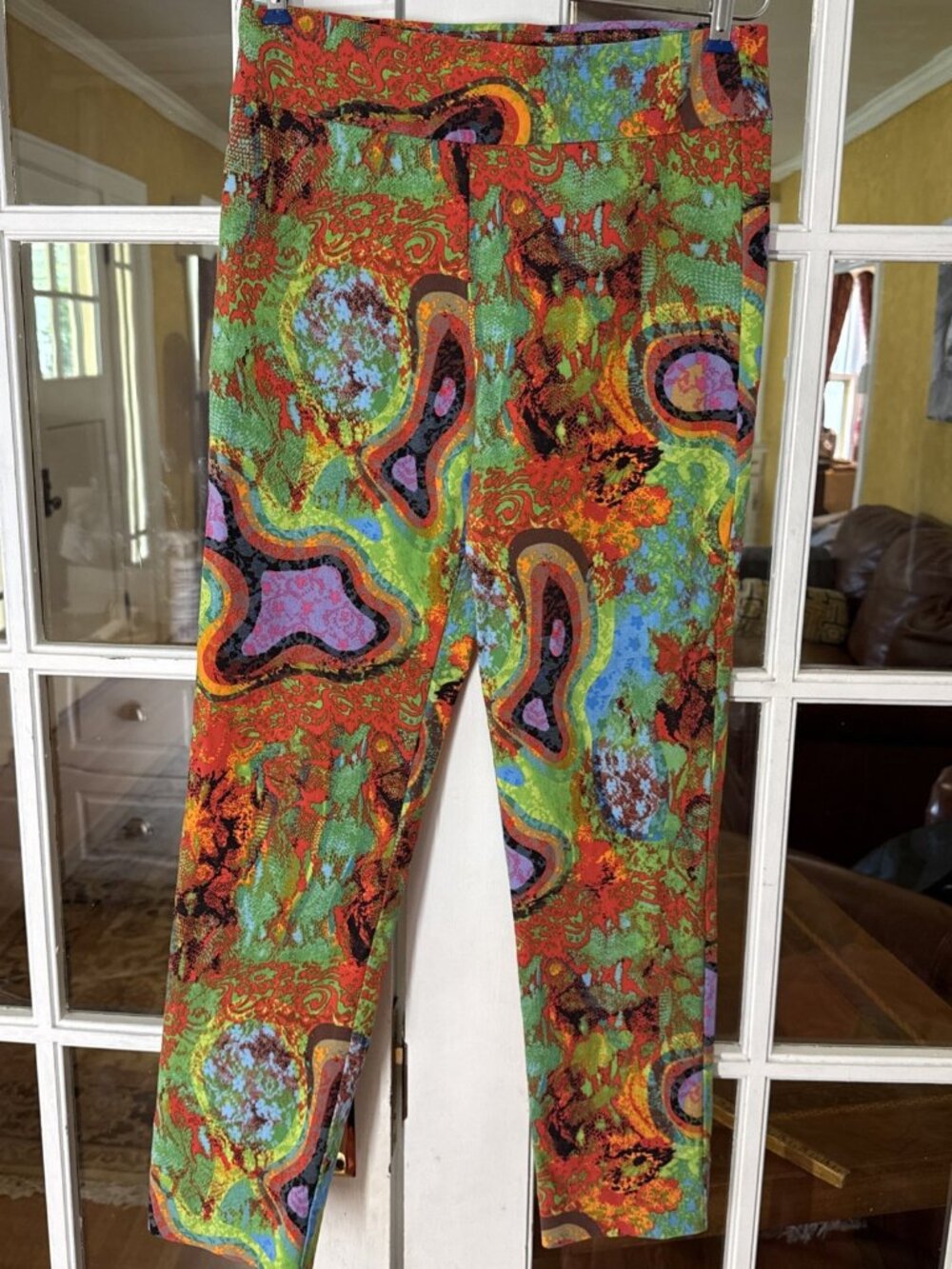 Krazy Larry Pants Womens 6 Colorful Loud Bright Psychedelic Artsy Stretchy Retro